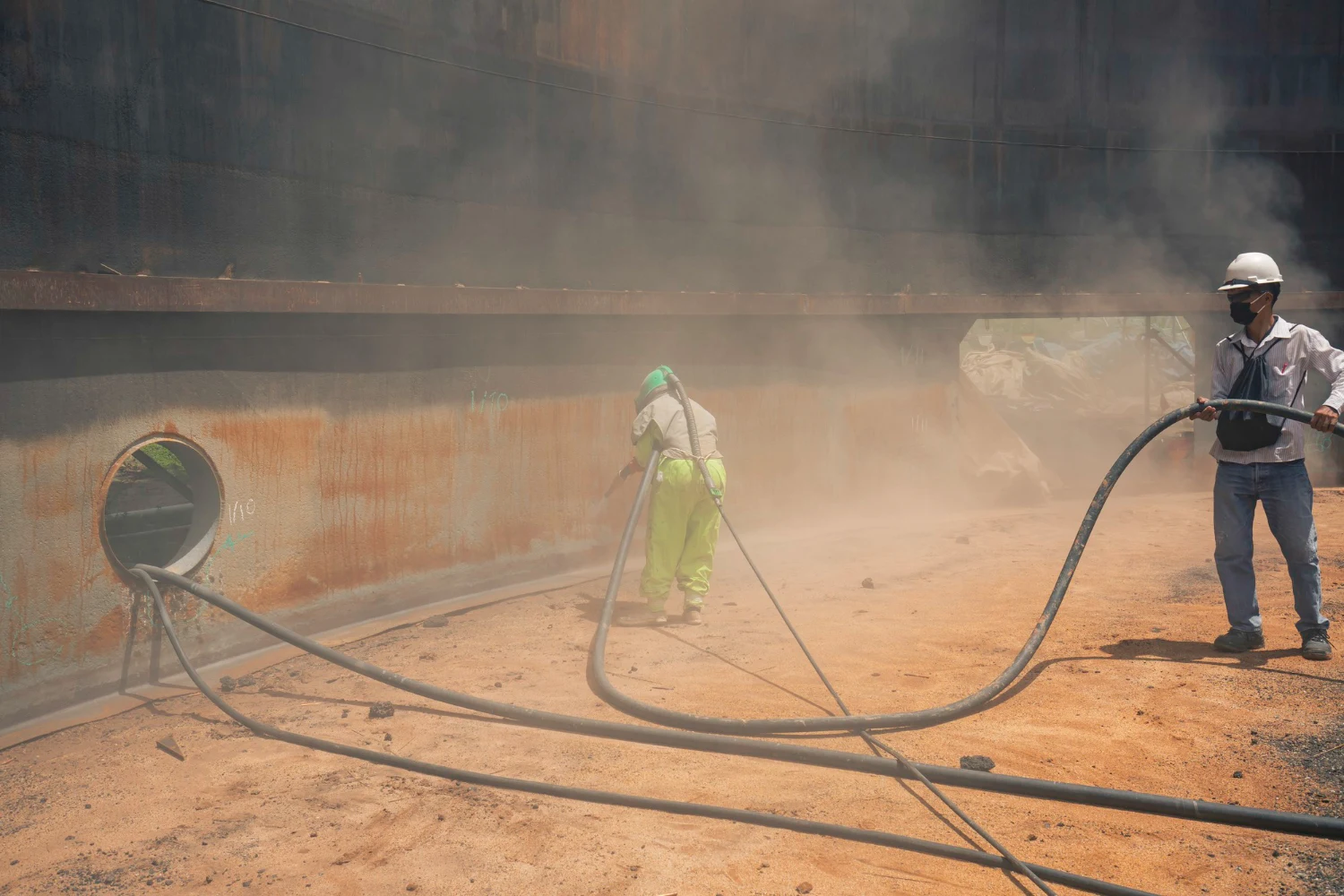 Industrial workers at site